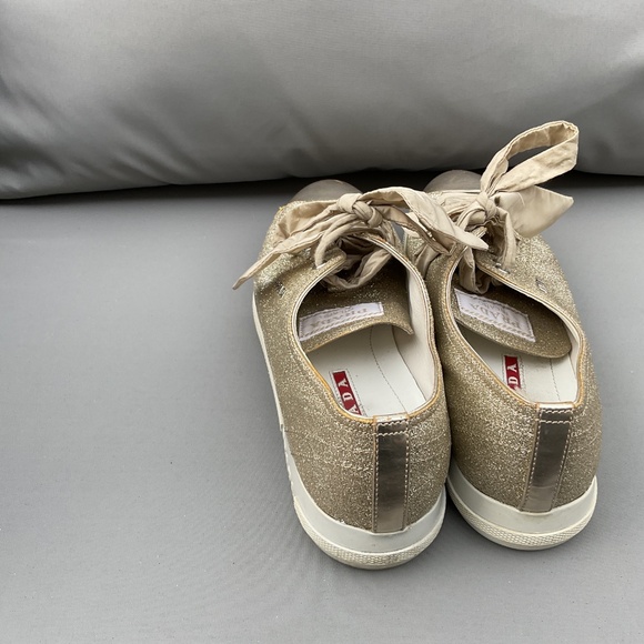 Prada gold glitter sneakers - Picture 3 of 4